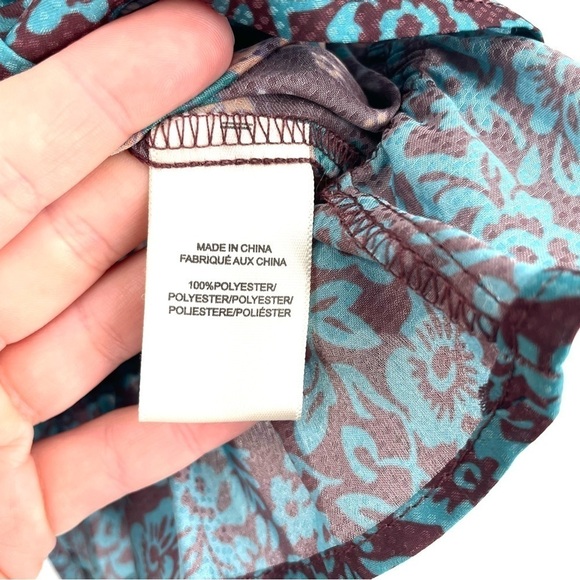 ANTHROPOLOGIE Porridge Gathered Lace Blue Pink Boho Ruffle Multi Pattern Blouse - Picture 9 of 9